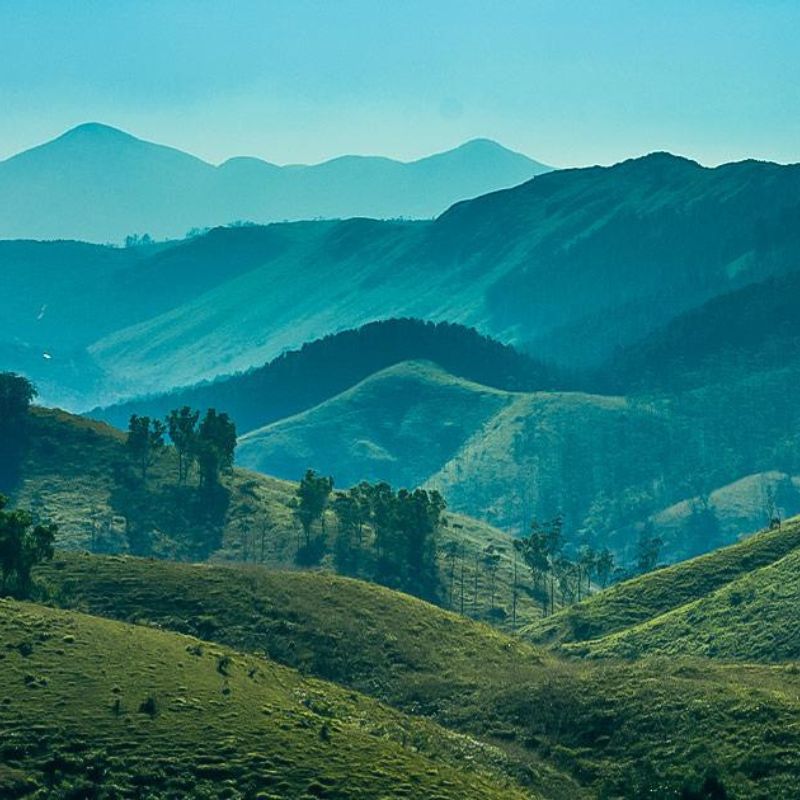 Vagamon Kerala hill station with beautiful green meadows