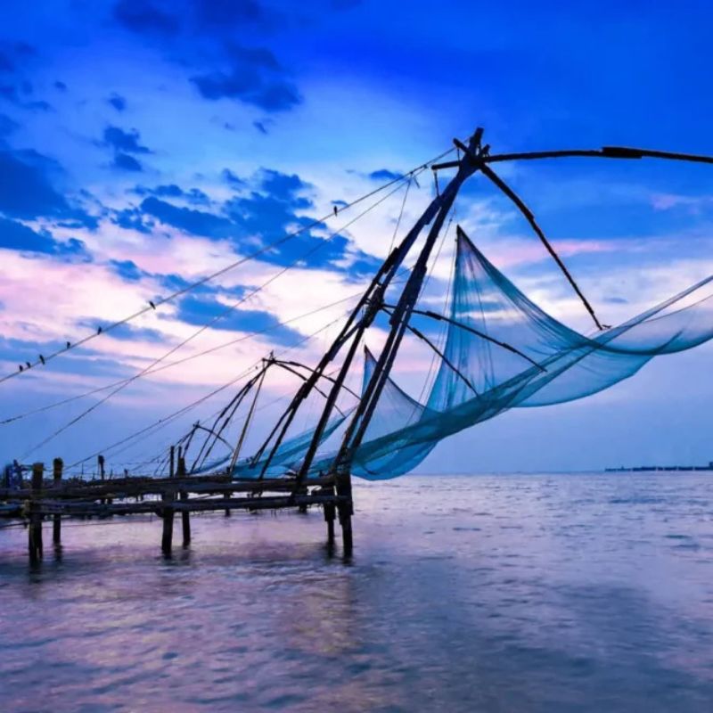 Cochin Kerala tourism destination with historic attractions and chinese fishing nets Kochi